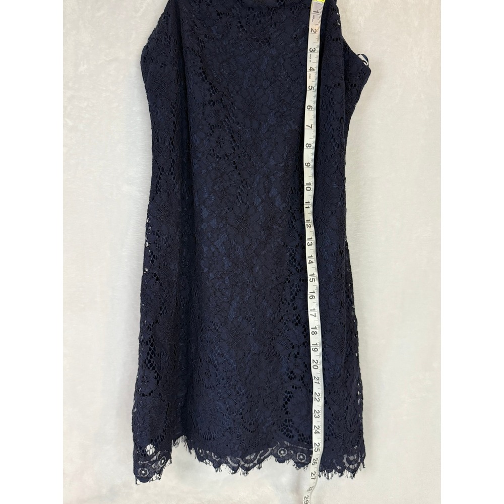 Blue Rain Navy Lace Slip Dress Small Spaghetti Strap Lined Mini Shift Boho - Picture 4 of 9